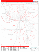 Sioux City Digital Map Red Line Style